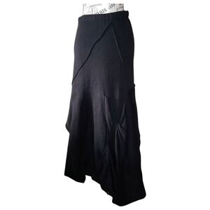 NWT 90s Designer Black asymetrical Maxi Cotton knit Skirt